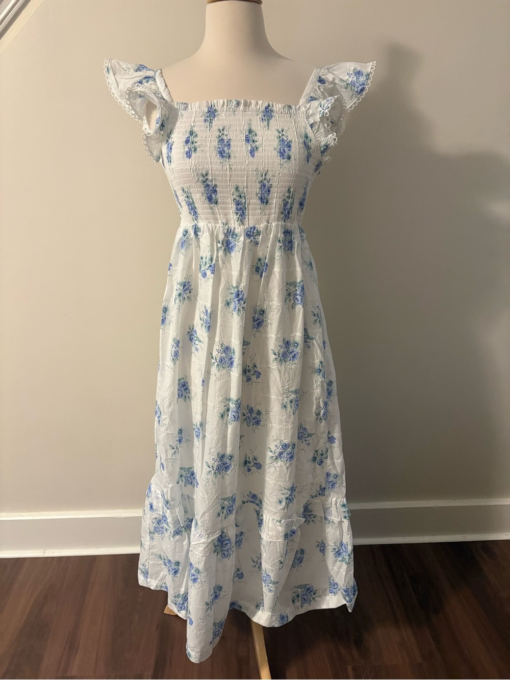 Shabby Chic Smocked Midi Blue Floral Mommy & Me Dress | Size 2